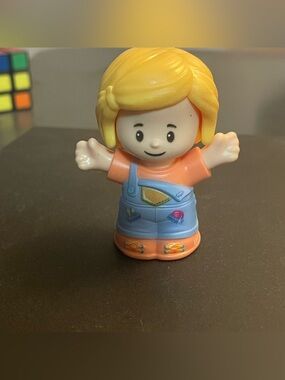 Little People Kids Blonde Figure in Orange and Blue Overalls builder artist toy